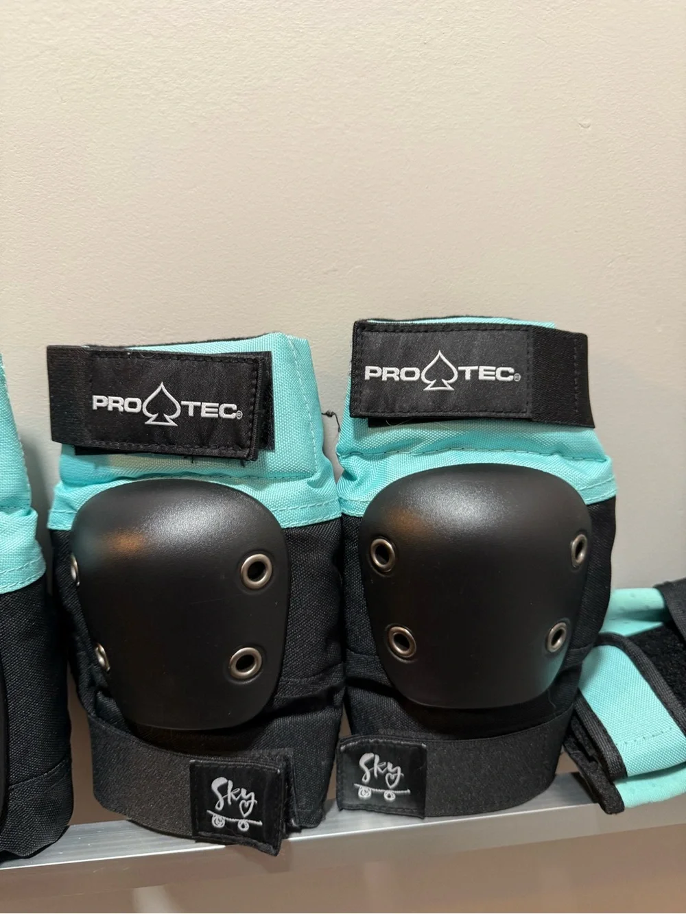 Protec Teal + Black Protective Knee, Elbow, Wrist Pads Set